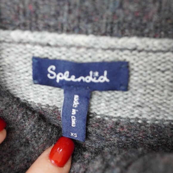 Splendid Womens XS Gray & Black Striped Wool Cashmere Sweater - Picture 4 of 5